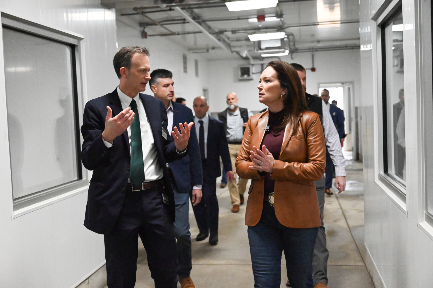 USDA Sec. Rollins with CANR Dean and Associate Provost Matt Daum at the MSU Dairy.